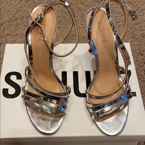 Silver strapped high heels